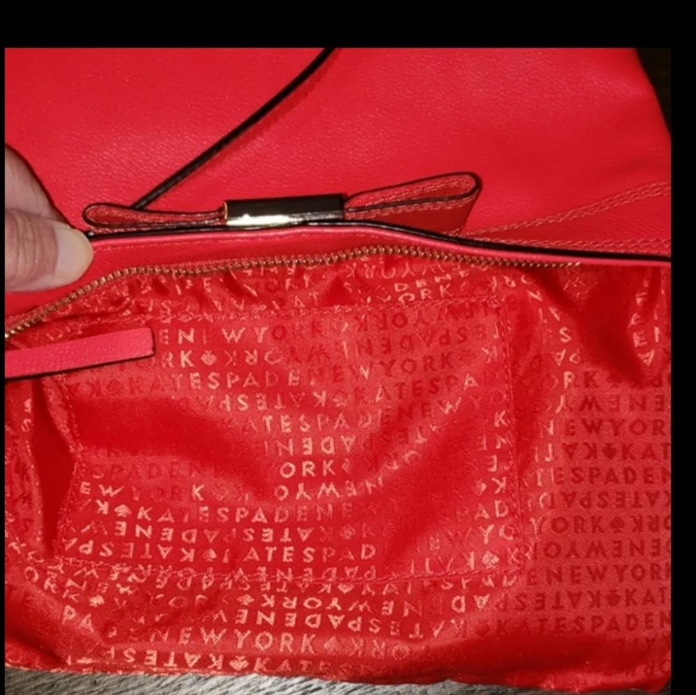 New Kate Spade Arica Primrose Hill Geranium Red Leather Bow Crossbody Clutch Bag